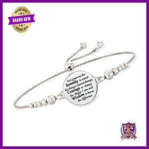 Sterling Silver Serenity Prayer Bolo Bracelet Adjustable Slider